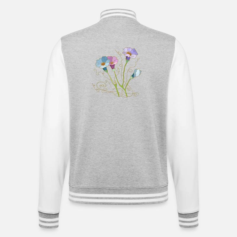 Blumen - College-Sweatjacke - Grau meliert/Weiß