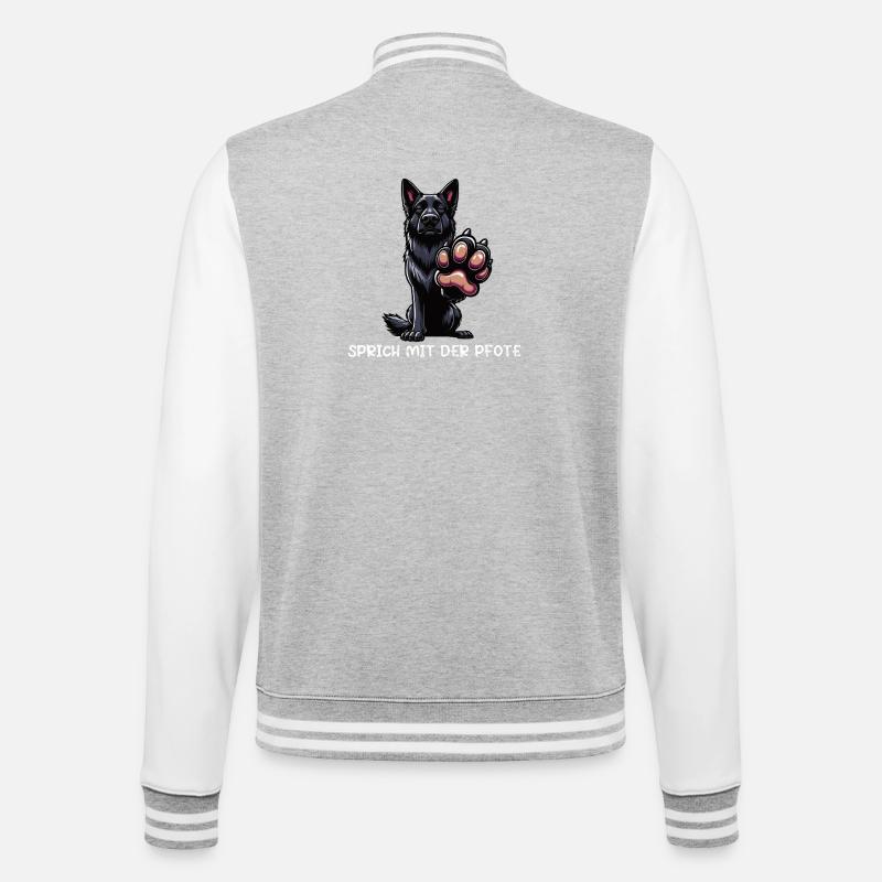 Sprich mit der Pfote Schwarzer Schäferhund  - College-Sweatjacke - Grau meliert/Weiß