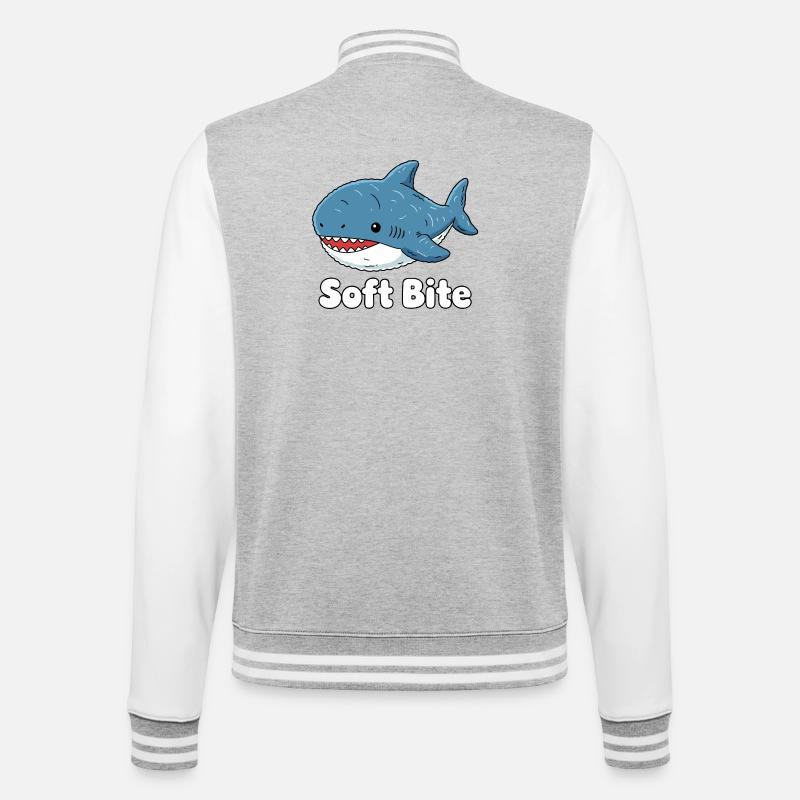 Cartoon Shark Soft Bite: Cute Shark - College Sweat Jacket - heather grey/white