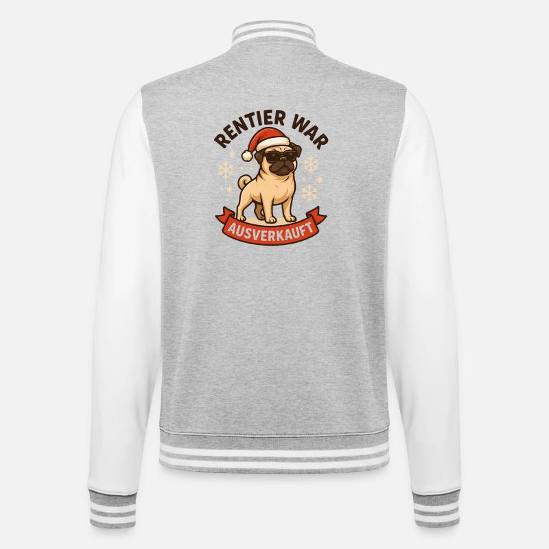 Reindeer a affiché complet Pug Pug - Veste Teddy - gris chiné / blanc