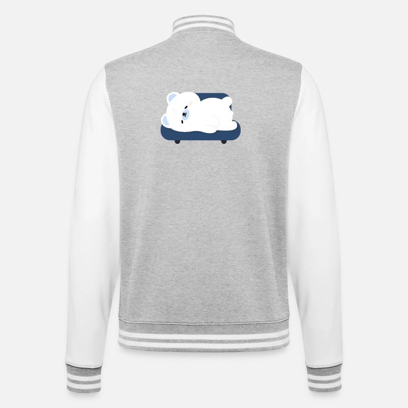 Müder Eisbär auf Sofa - College-Sweatjacke - Grau meliert/Weiß