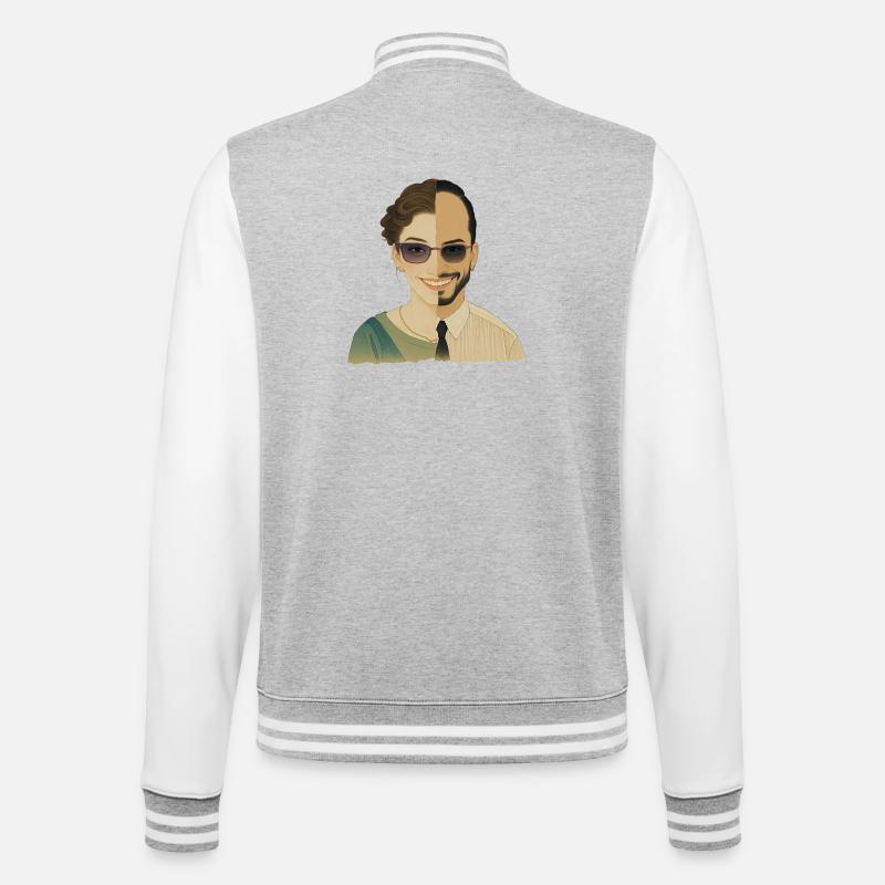 WIR SIND EINS – nette Menschen - College-Sweatjacke - Grau meliert/Weiß
