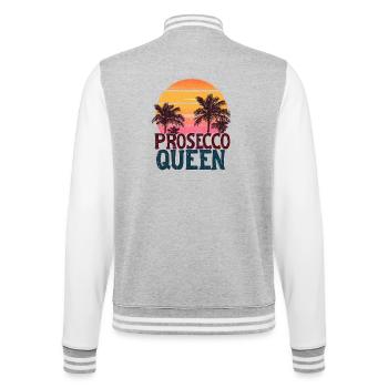 Plage vintage du coucher de soleil de Prosecco Queen - Veste Teddy - gris chiné / blanc - Dos - Marisol (170cm)