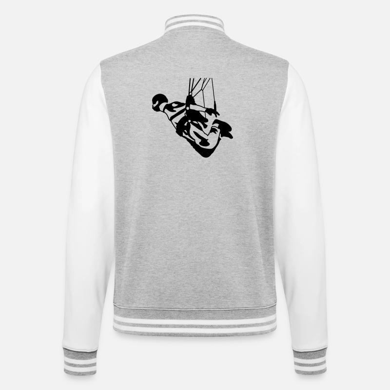Swooping - College-Sweatjacke - Grau meliert/Weiß