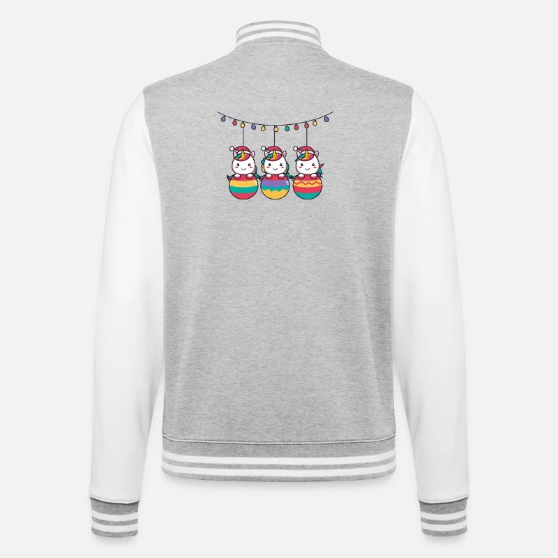 Drei Regenbogen-Einhörner Weihnachten - College-Sweatjacke - Grau meliert/Weiß