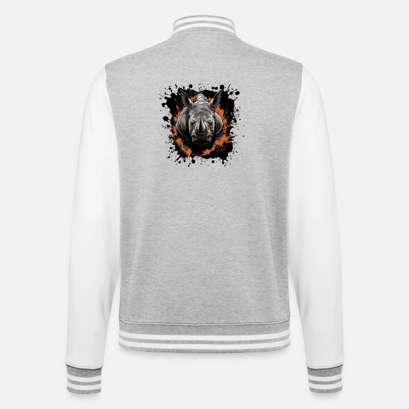 Nashorn Tier Farbklecks - College-Sweatjacke - Grau meliert/Weiß
