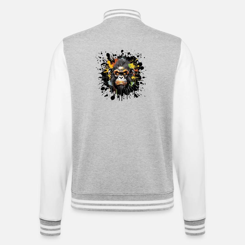 Graffiti Monkey Animal - College Sweat Jacket - heather grey/white