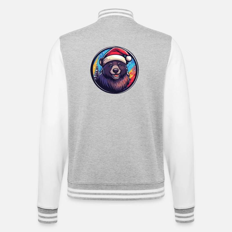 Ours avec le Père Noël Hat - Veste Teddy - gris chiné / blanc