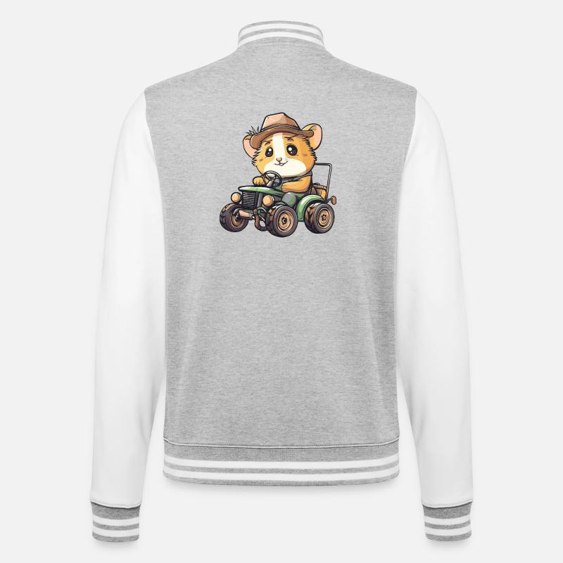 Hamster Traktor Farmer - College-Sweatjacke - Grau meliert/Weiß