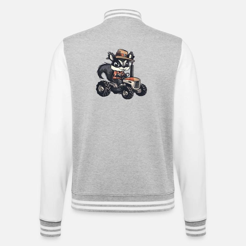 Stinktier Traktor Farmer - College-Sweatjacke - Grau meliert/Weiß