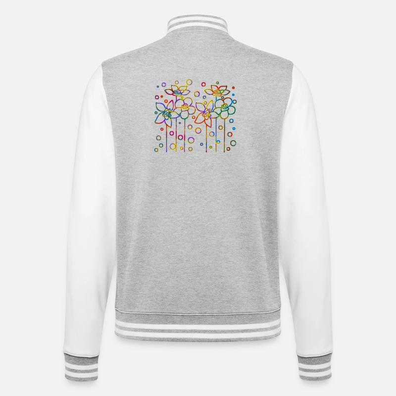 Blumen - College-Sweatjacke - Grau meliert/Weiß