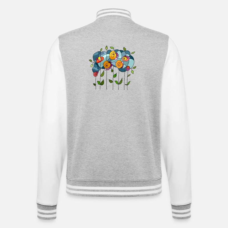 Blumen - College-Sweatjacke - Grau meliert/Weiß