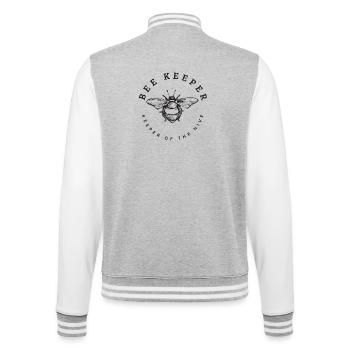 Bee Keeper – Keeper of the Hive Design - College-Sweatjacke - Grau meliert/Weiß - Hinten - Marisol (170cm)