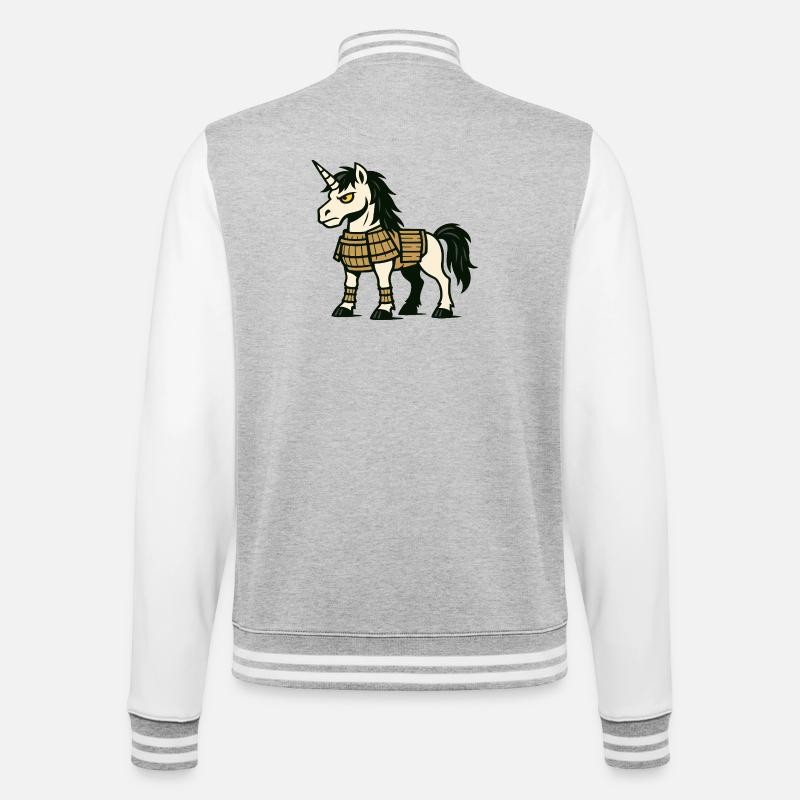 Samurai-Einhorn-Kämpfer in klassischer Kampfrüstung - College-Sweatjacke - Grau meliert/Weiß