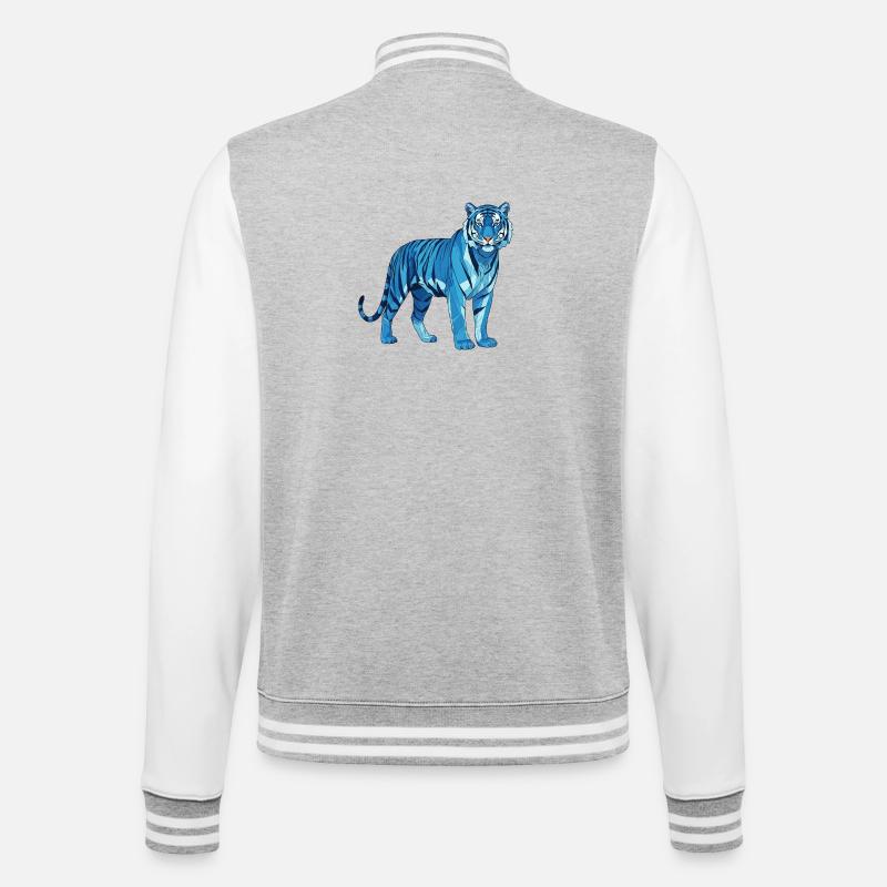 Geometrischer BlauTiger Polygon - College-Sweatjacke - Grau meliert/Weiß