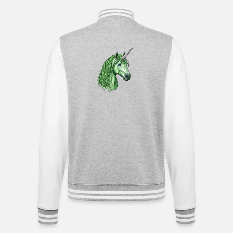 Licorne polygonale verte - Veste Teddy - gris chiné / blanc