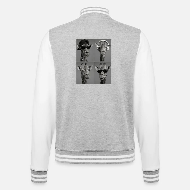 Giraffe - College-Sweatjacke - Grau meliert/Weiß