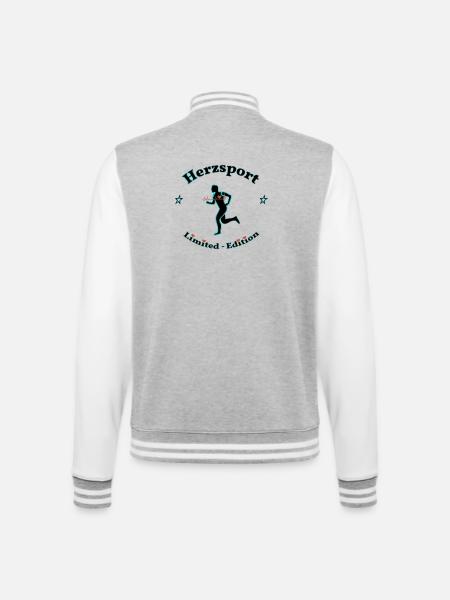 Hertz-Sport - College-Sweatjacke - Grau meliert/Weiß