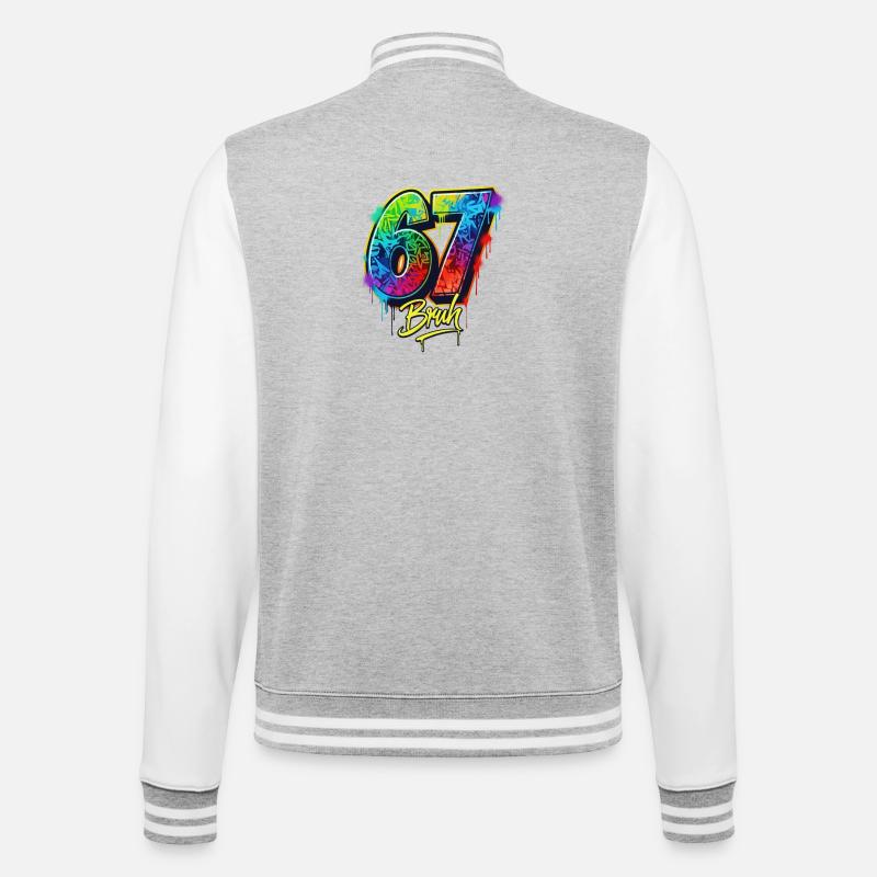 6 7 Meme – Graffiti Bruh Edition - College Sweat Jacket - heather grey/white