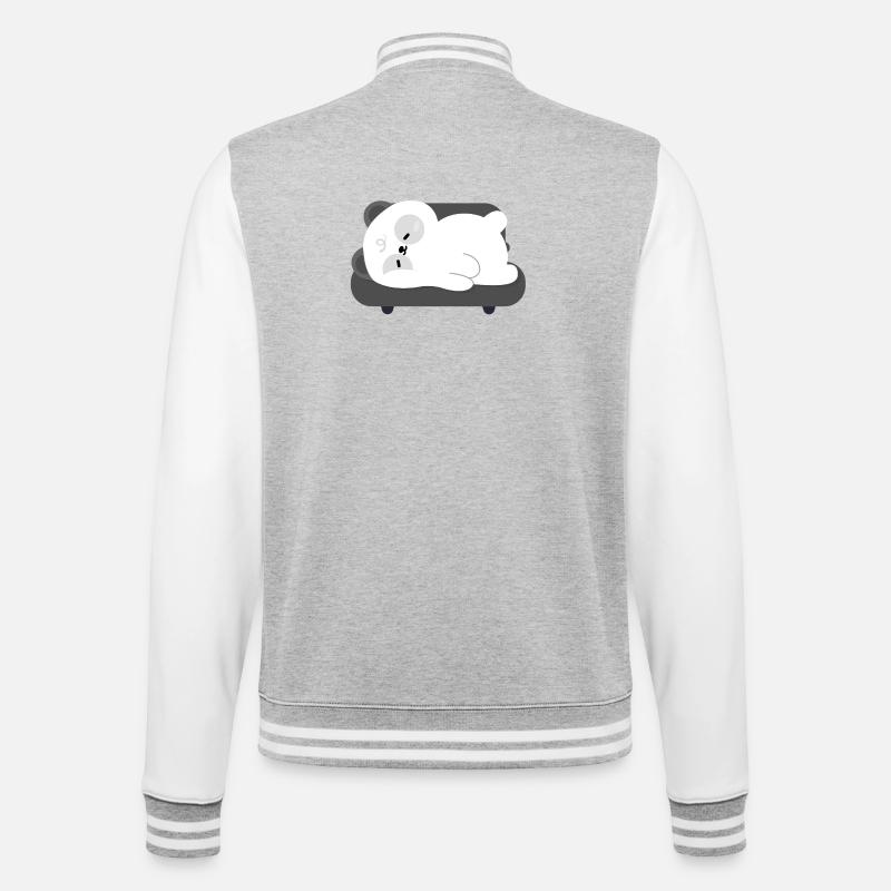 Tired Panda Nap on Sofa - College Sweat Jacket - heather grey/white