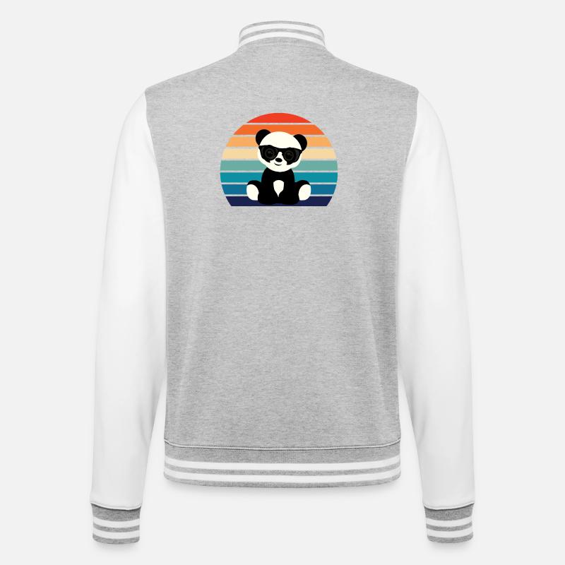 Cool Panda Graphic - College-Sweatjacke - Grau meliert/Weiß