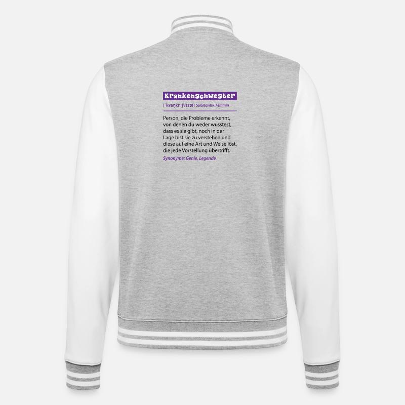 Krankenschwester Beruf Definition Spruch Geschenk - College-Sweatjacke - Grau meliert/Weiß