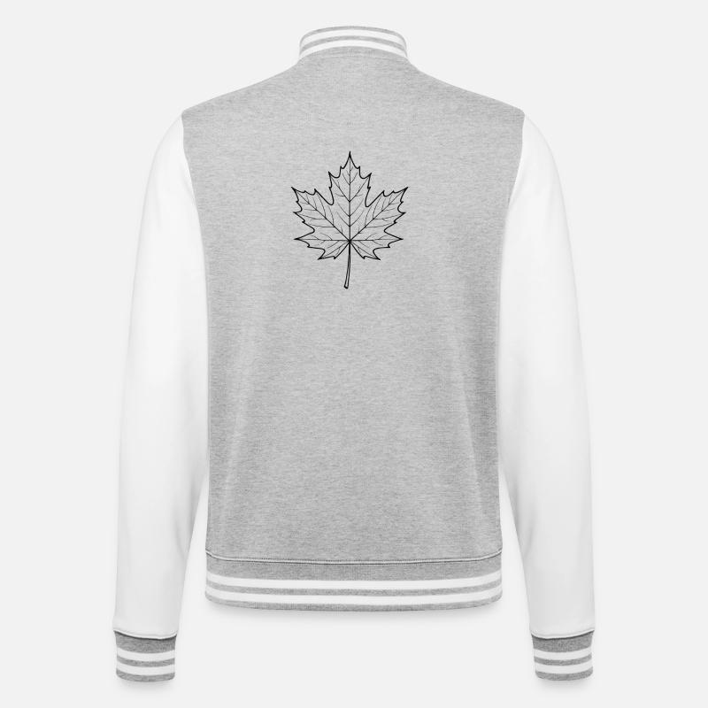 Maple Leaf Line Design - College Sweat Jacket - heather grey/white