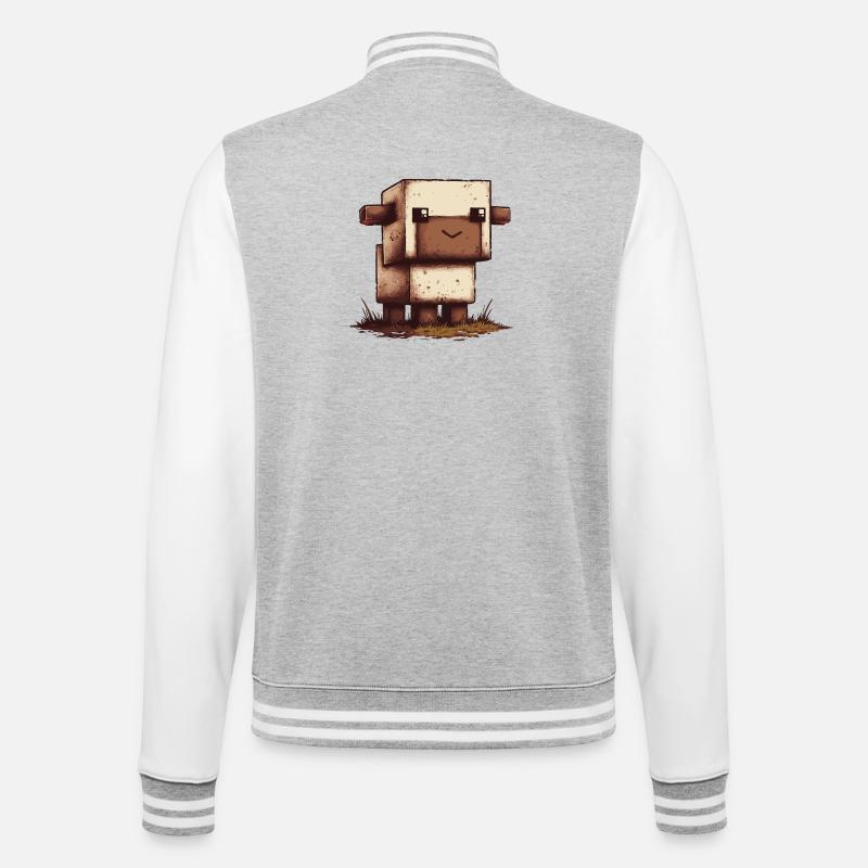 Pixel Schaf Retro Look - College-Sweatjacke - Grau meliert/Weiß