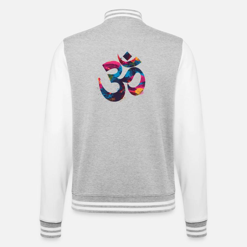 Buntes Om Symbol im Graffiti Style - College-Sweatjacke - Grau meliert/Weiß