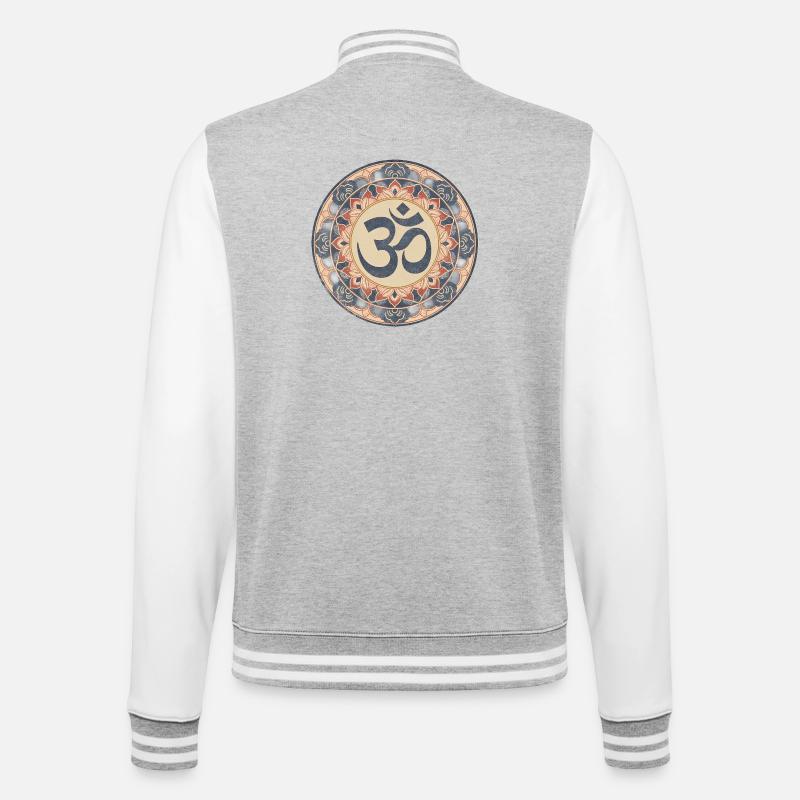 Om Mandala Zen Pattern - Veste Teddy - gris chiné / blanc