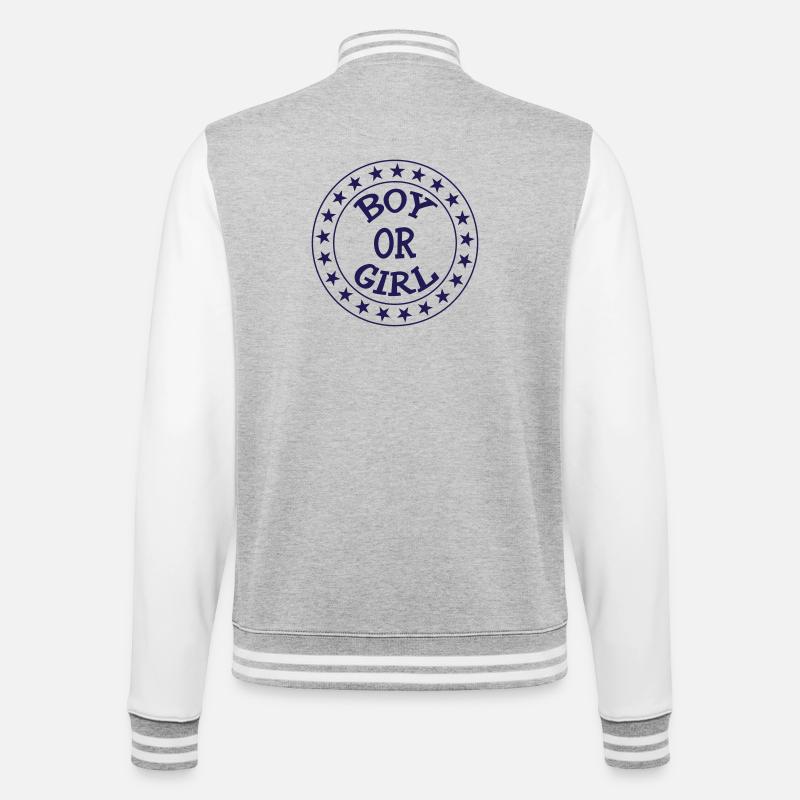 Junge oder Mädchen? Schwangerschaftsgeburt Schwanger - College-Sweatjacke - Grau meliert/Weiß