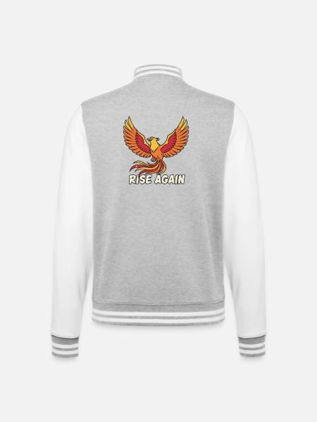 Phoenix Rise Again Motif - College Sweat Jacket - heather grey/white