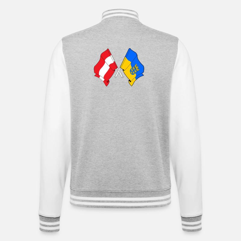 Austria & Lower Austria Crossed Flags - College Sweat Jacket - heather grey/white