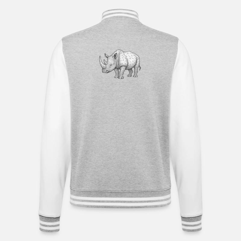 Rhino Wireframe Pattern - College Sweat Jacket - heather grey/white