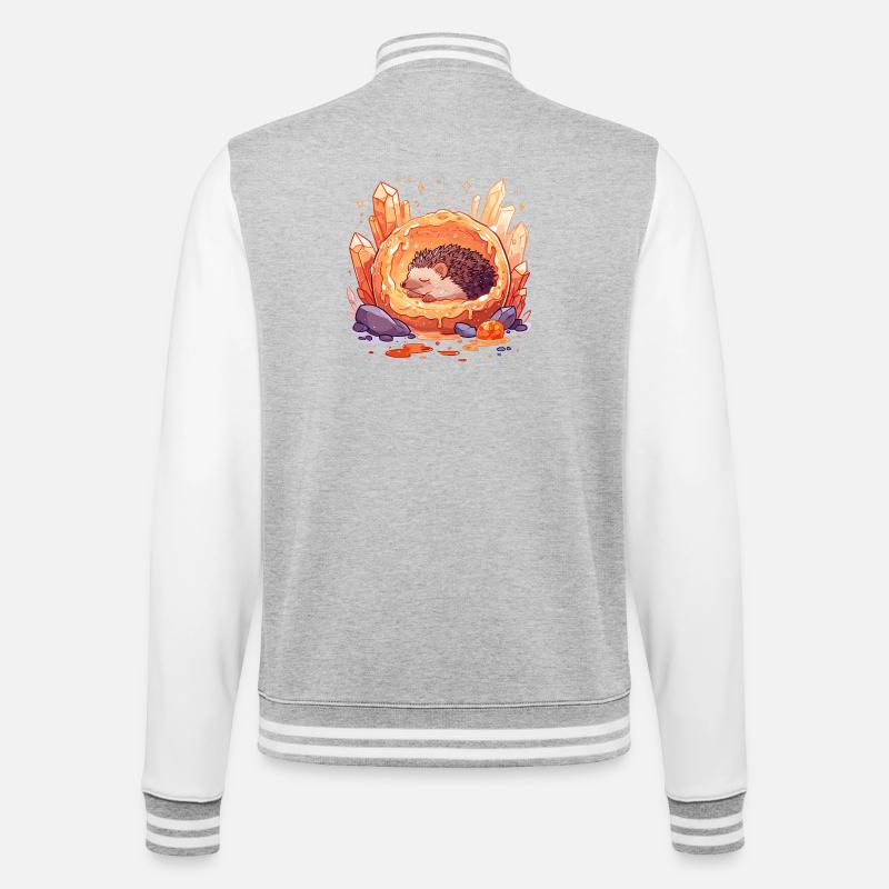 Igel im Kristallorb - College-Sweatjacke - Grau meliert/Weiß