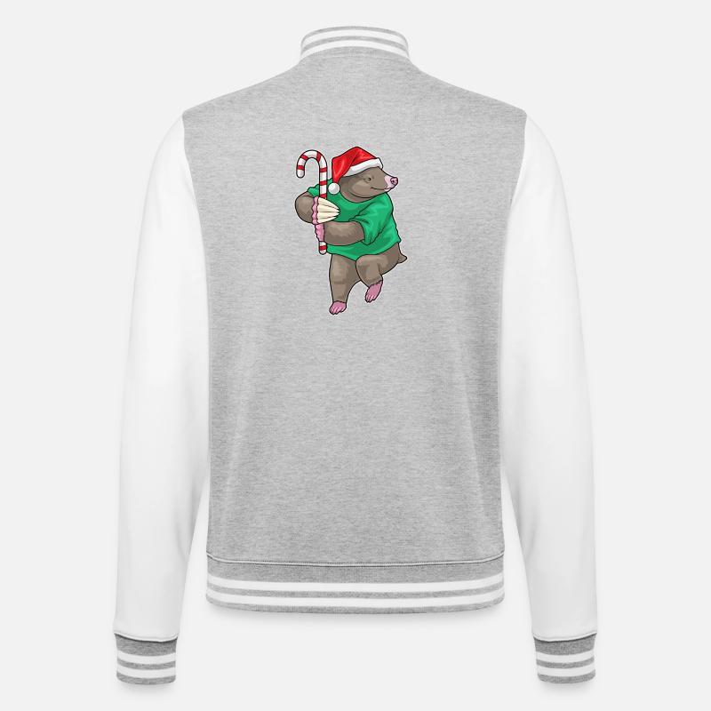 Mole Christmas candy cane - College Sweat Jacket - heather grey/white