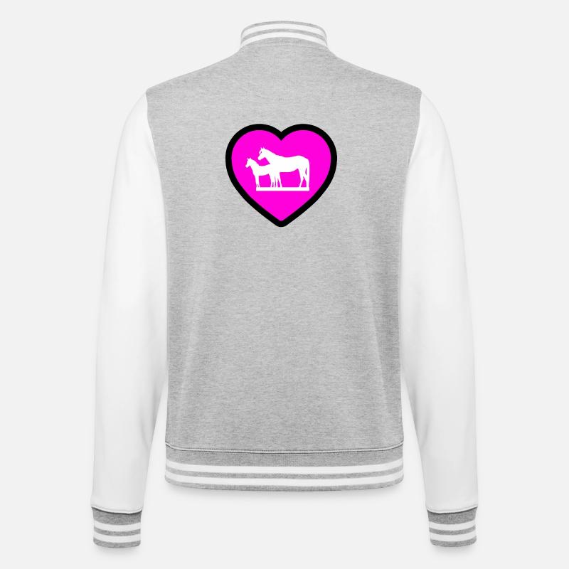 Pferde - College-Sweatjacke - Grau meliert/Weiß