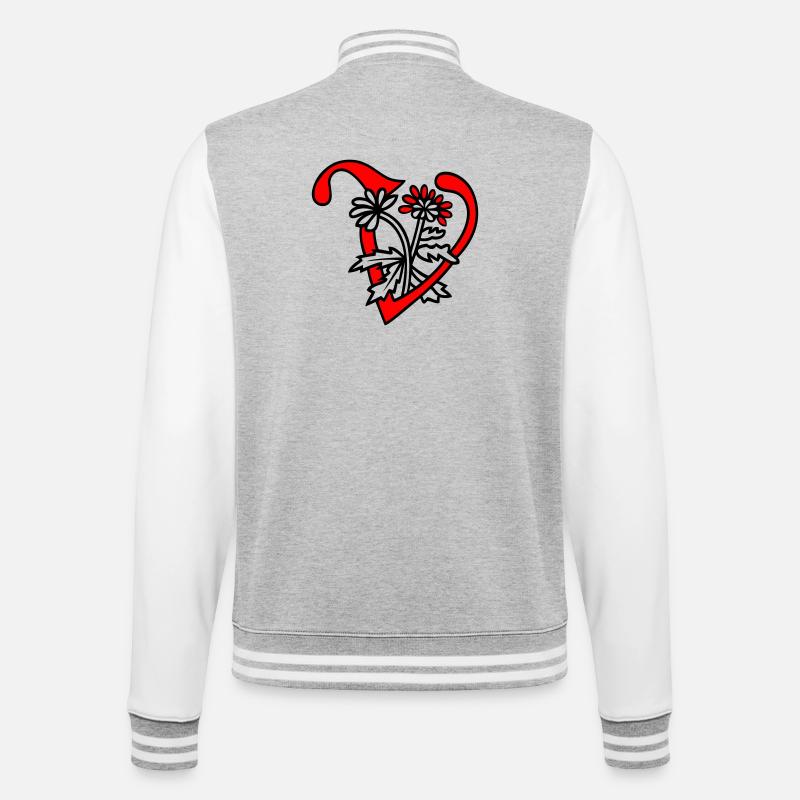 Buchstabe V Initiale - College-Sweatjacke - Grau meliert/Weiß