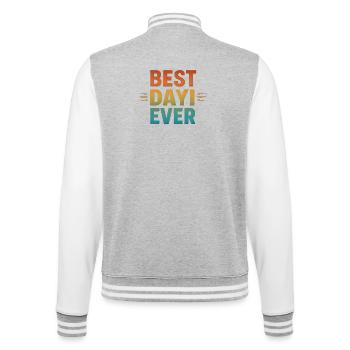 BEST DAYI EVER - Türkischer Onkel Retro Geschenk - College-Sweatjacke - Grau meliert/Weiß - Hinten - Marisol (170cm)