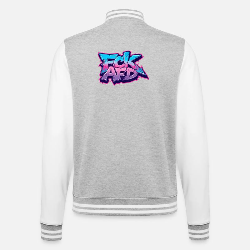 Graffiti Antifa Statement - College-Sweatjacke - Grau meliert/Weiß