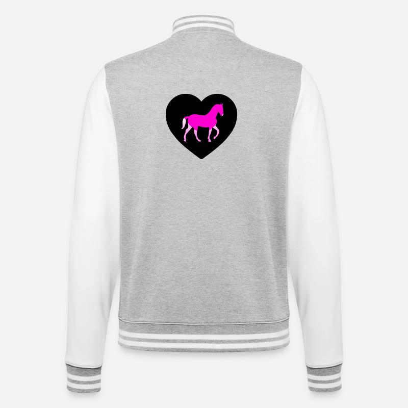 Pferde - College-Sweatjacke - Grau meliert/Weiß