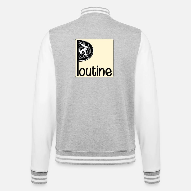 Kanada-kanadisches Gericht Poutine - College-Sweatjacke - Grau meliert/Weiß