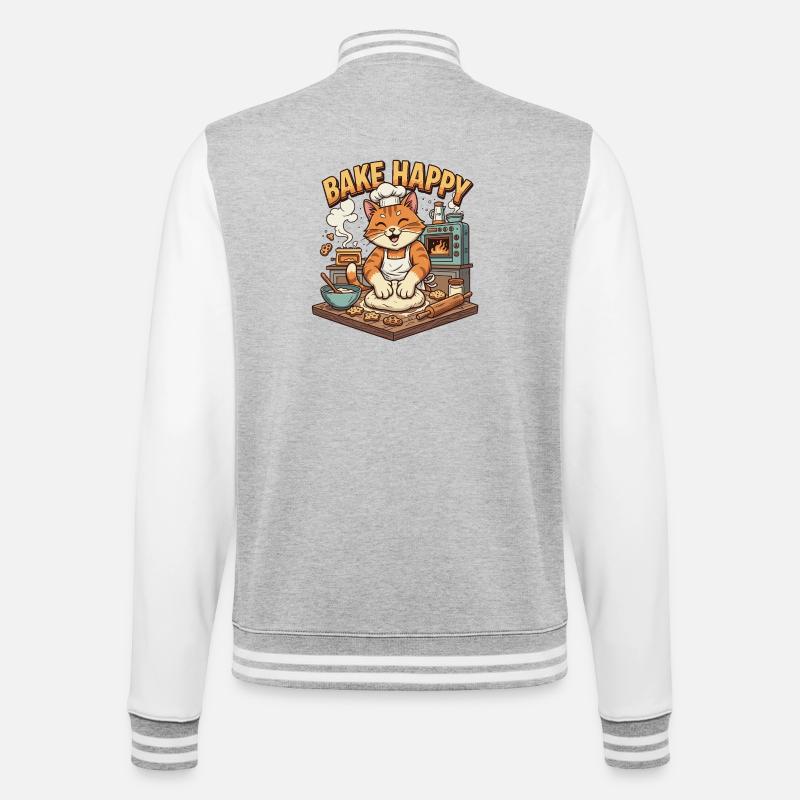 Baking Delight Cat Bakes Cookies - Veste Teddy - gris chiné / blanc