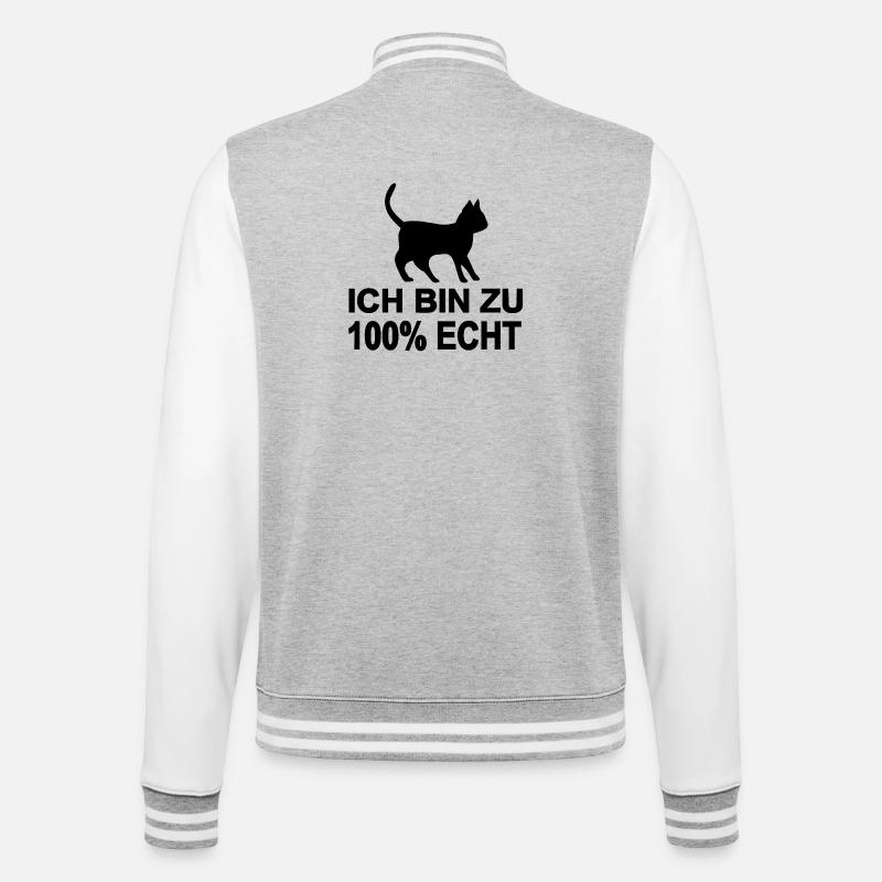 Katze - College-Sweatjacke - Grau meliert/Weiß