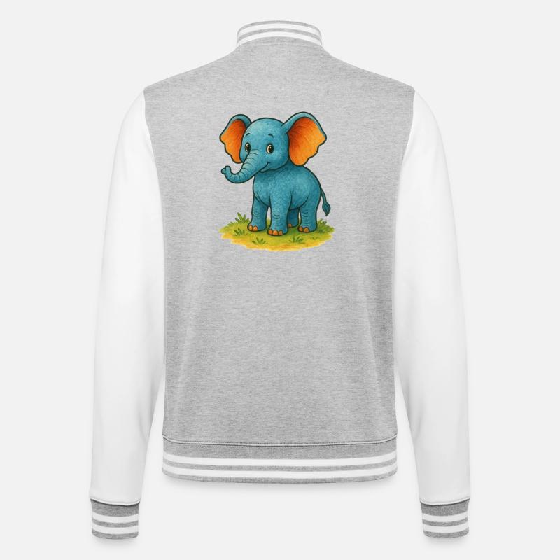 Elefant Comic - College-Sweatjacke - Grau meliert/Weiß