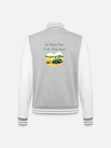 Ich kann nicht, ich habe einen Traktor - College-Sweatjacke - Grau meliert/Weiß