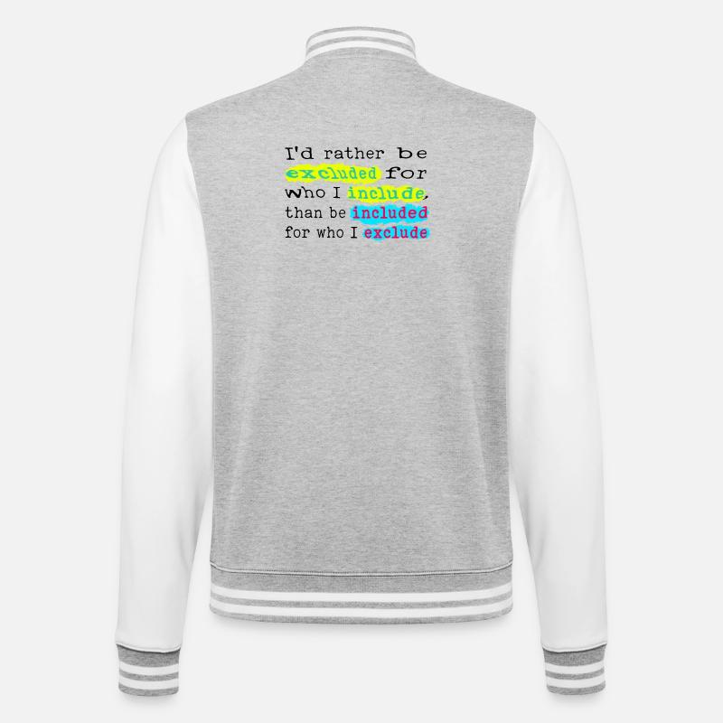Include, don't exclude! - College Sweat Jacket - heather grey/white