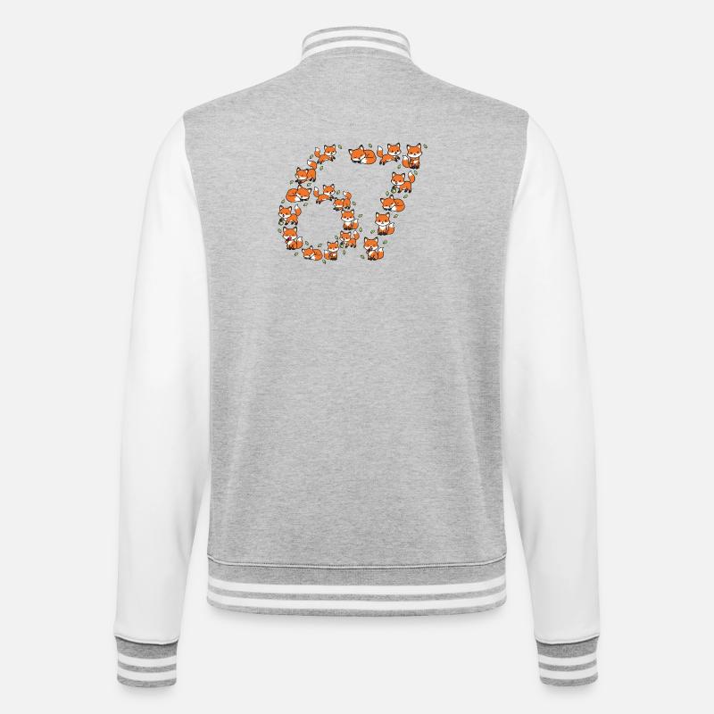 Fox Ring Pattern 67 Meme - College Sweat Jacket - heather grey/white