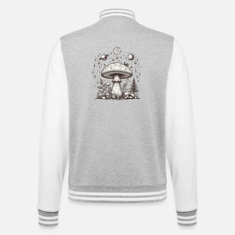 Toadstool Mushroom Psilo - College Sweat Jacket - heather grey/white