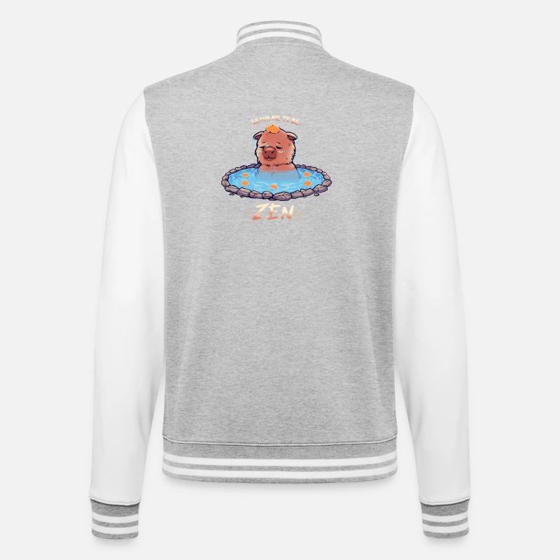 Ich möchte Zen Capybara sein - College-Sweatjacke - Grau meliert/Weiß
